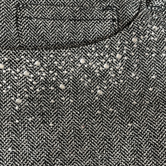 Zadig & Voltaire Herringbone Rhinestones Straight Leg Dress Pants Gray Small - Picture 5 of 11